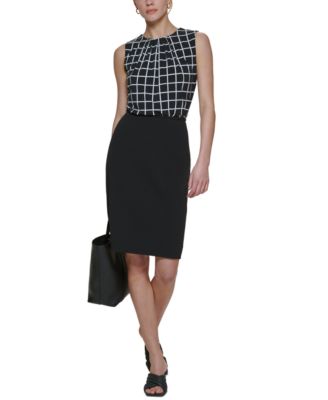 Printed Pleat-Neck Blouse, Regular and Petite Sizes