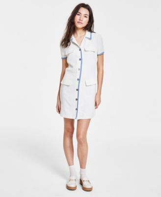 Juniors' Collared Button-Front Dress