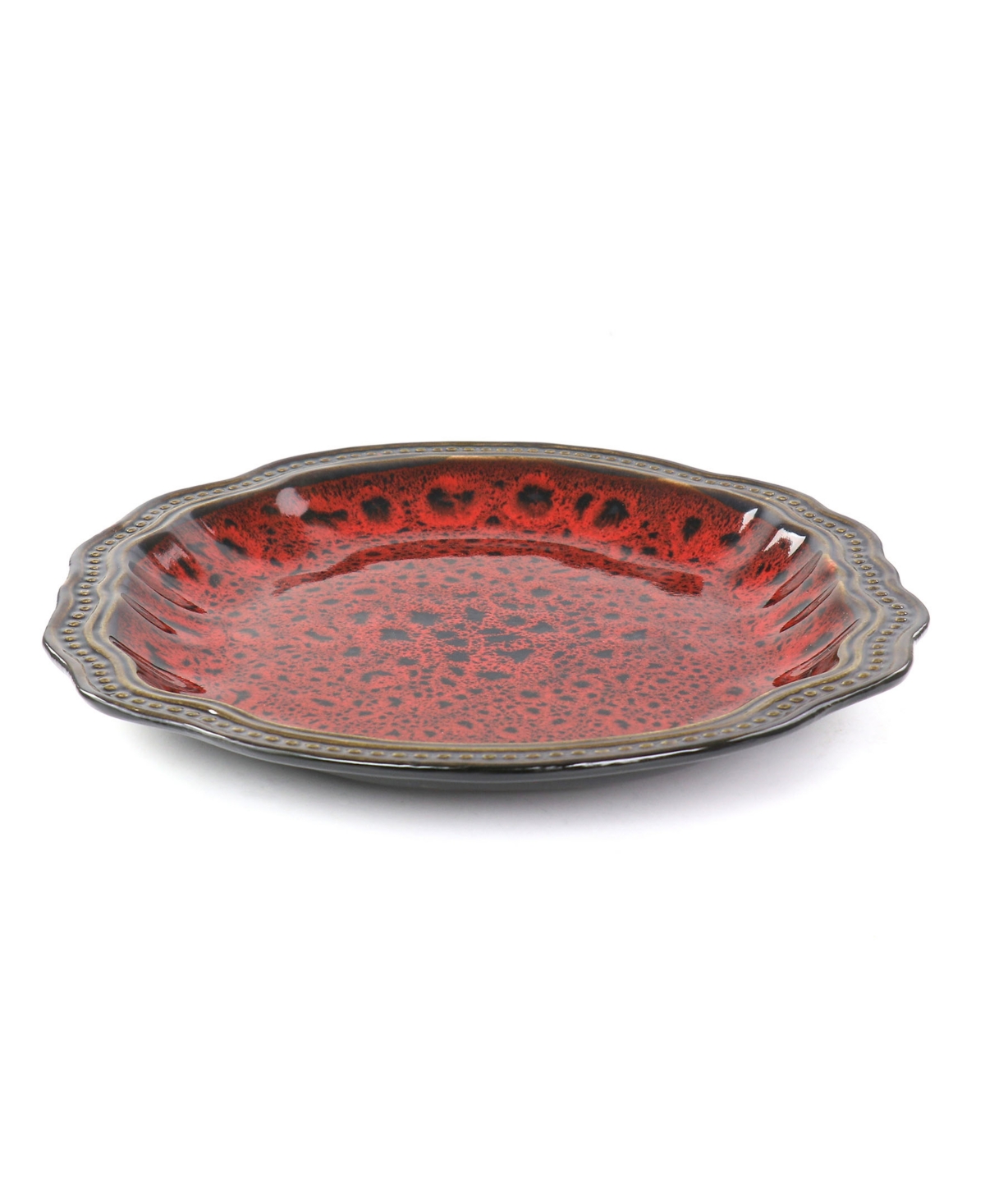 Elama Regency 6 Piece Stoneware Dinner Plate Set, Service For 6 In Red