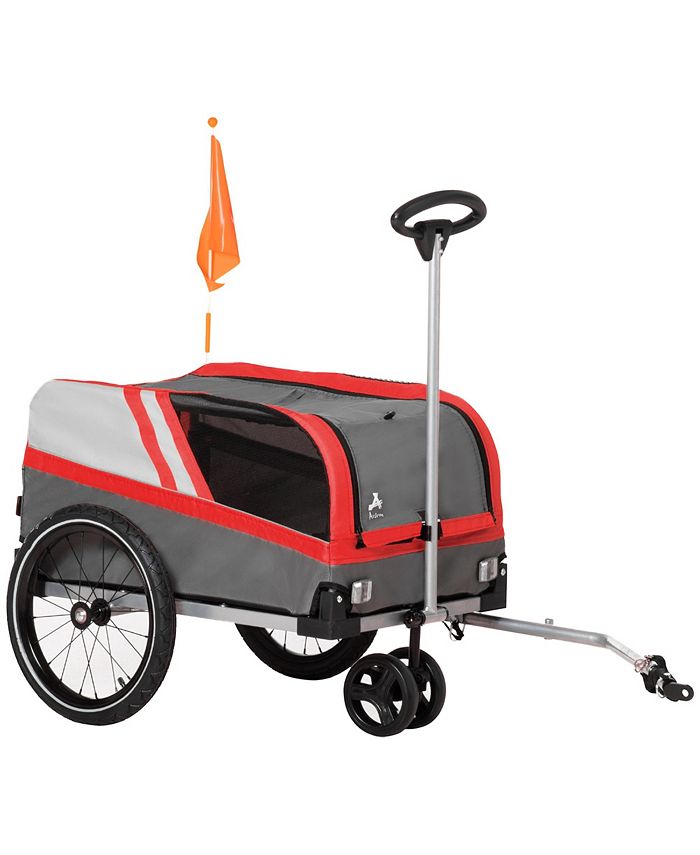 Aosom Dog Bike Trailer 2in1 Travel Dog Stroller, Bike Cargo Trailer