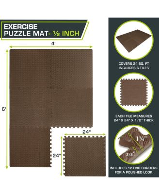 Exercise Puzzle Mat 1/2-in, 24 Sq Ft - 6 Tiles