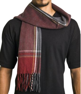 Men's Scarf Soft Knit Winter Scarves Plaid Striped or Solid Neck Covering Long Warm Stylish