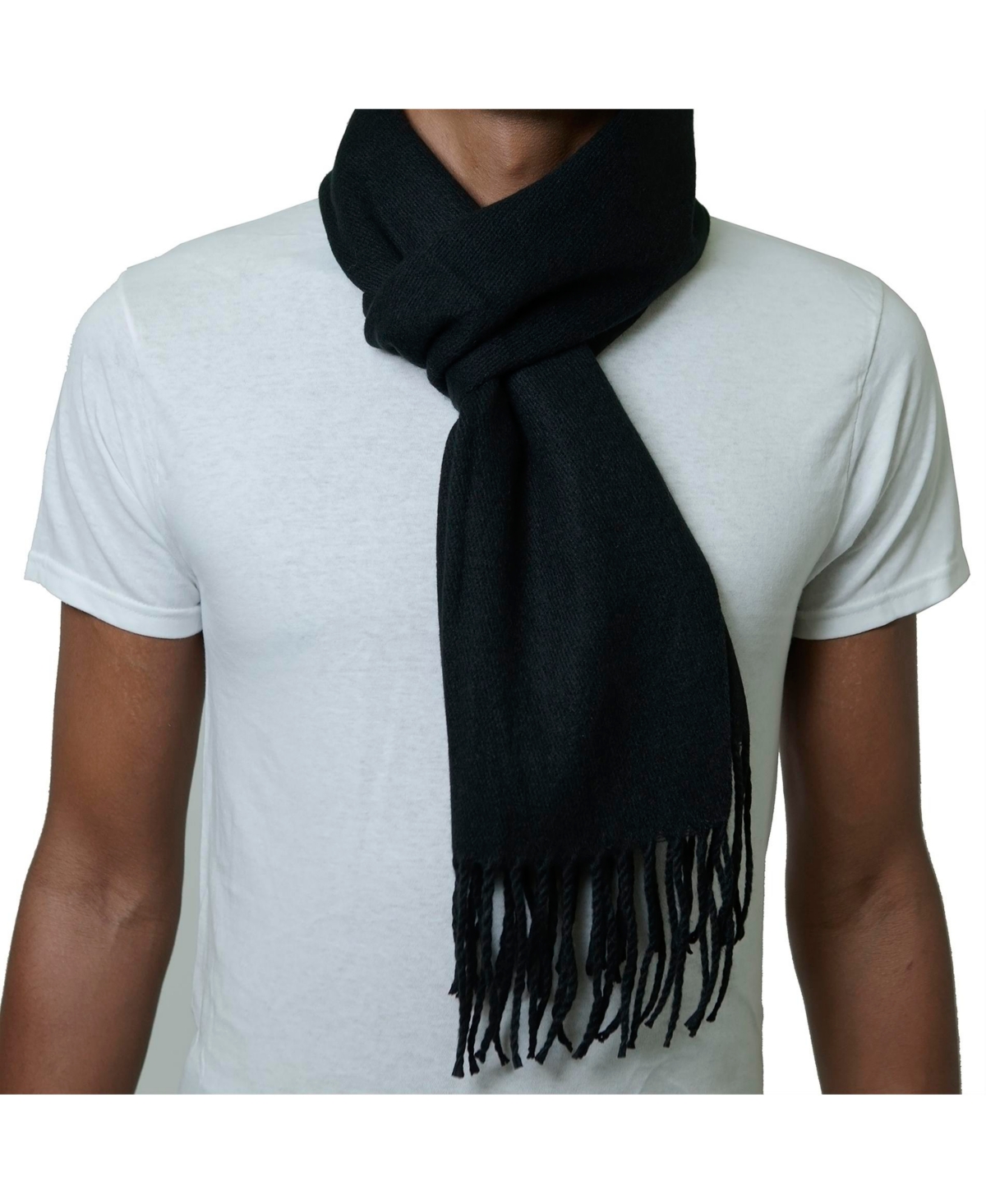 Men's Scarf Soft 80 Inch Long Warm Scarves Plaids Winter Shawl - Navy gray stripe