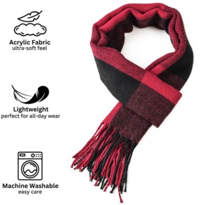 Men's Scarf Soft Knit Winter Scarves Plaid Striped or Solid Neck Covering Long Warm Stylish