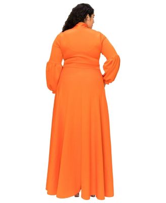 Plus Size Bella Donna Dress with Ribbon and Bishop Sleeves