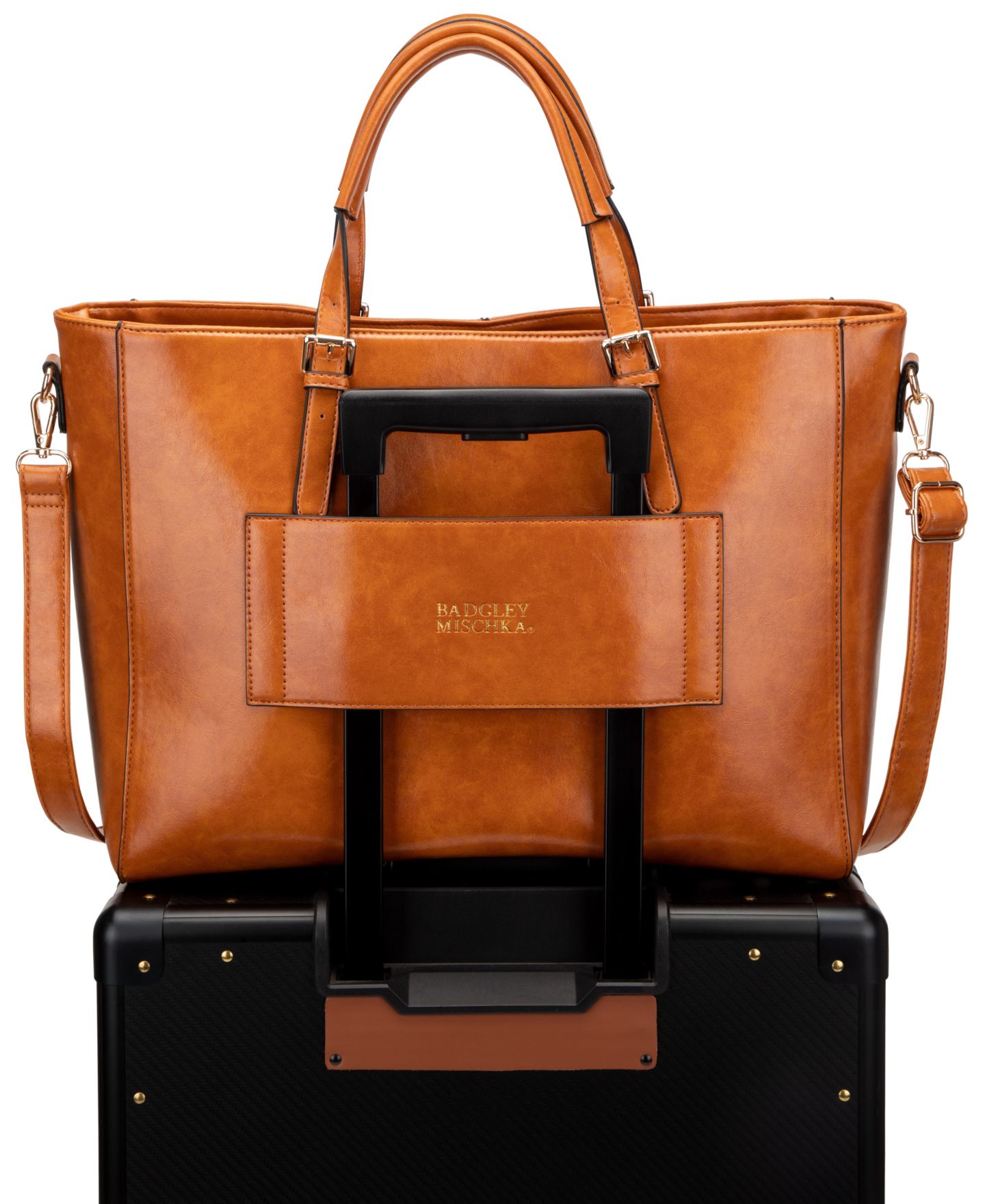 Сумка Badgley Mischka Julia Faux Leather Tote, цвет: Чёрный — фото 17