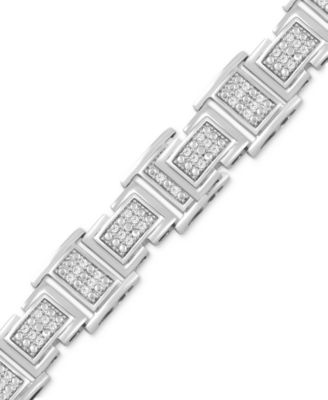 Men's Diamond Cluster Link Bracelet (1 ct. t.w.) in Sterling Silver