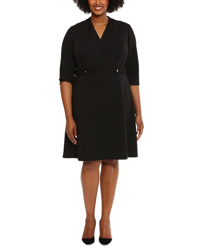 London Times Plus Size Tab Waist Fit Flare Dress Macy s