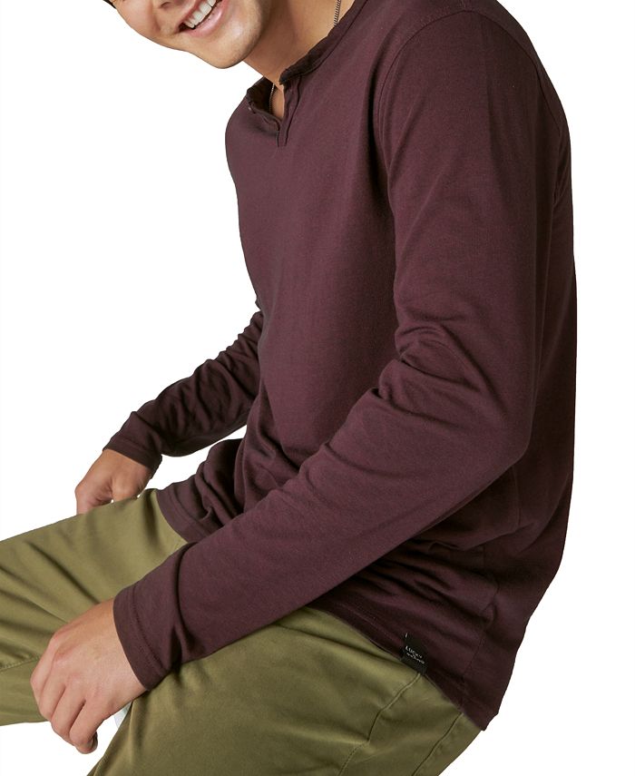 Lucky Brand Men's Venice Burnout Long Sleeve Split Neck T-Shirt - Macy's