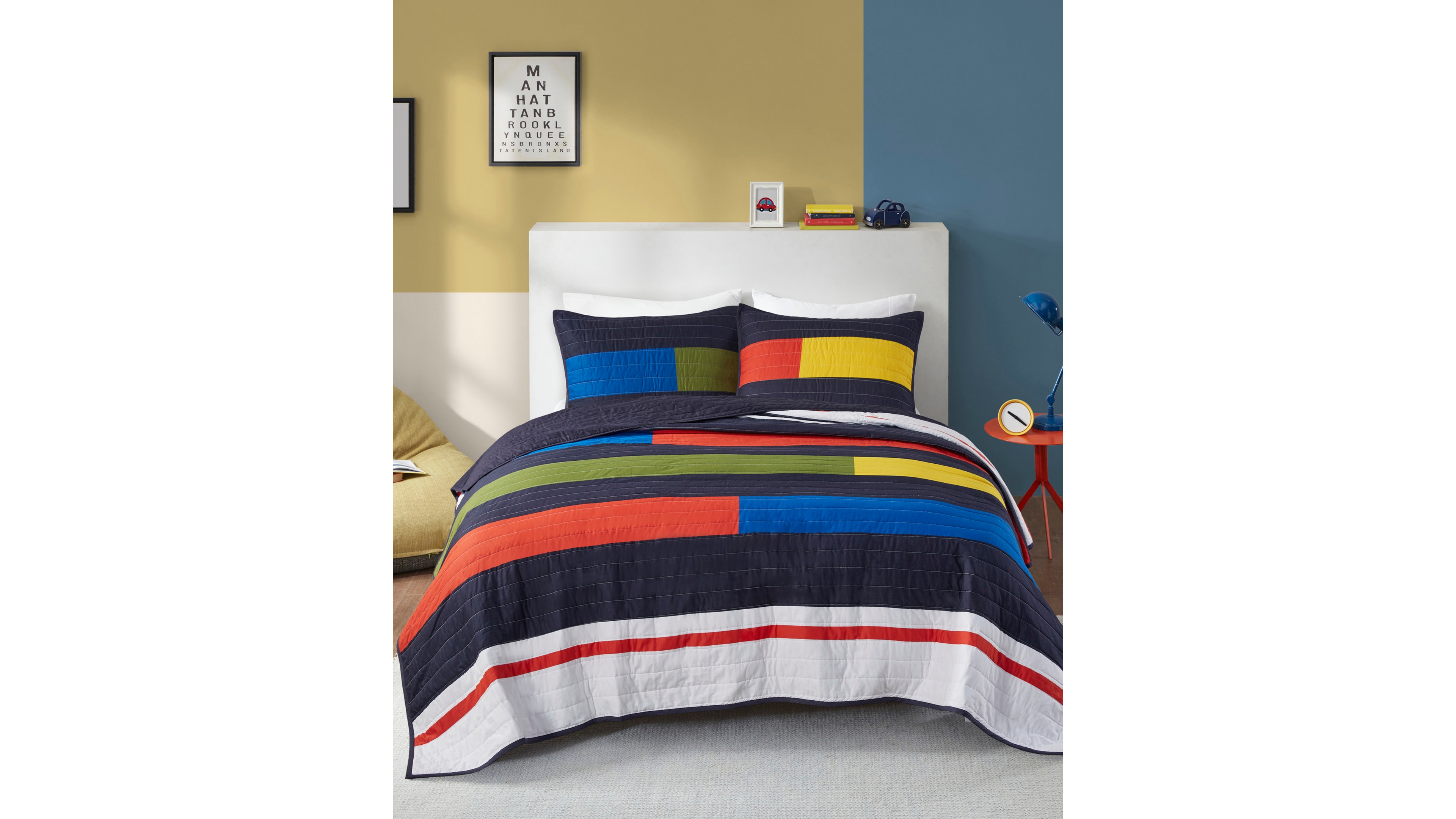 Intelligent Design Morris Stripe Printed 2 Piece Quilt Set, Twin