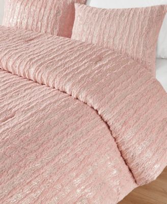 Naomi Metallic Print Faux Fur 3 Piece Comforter Set, King/California King