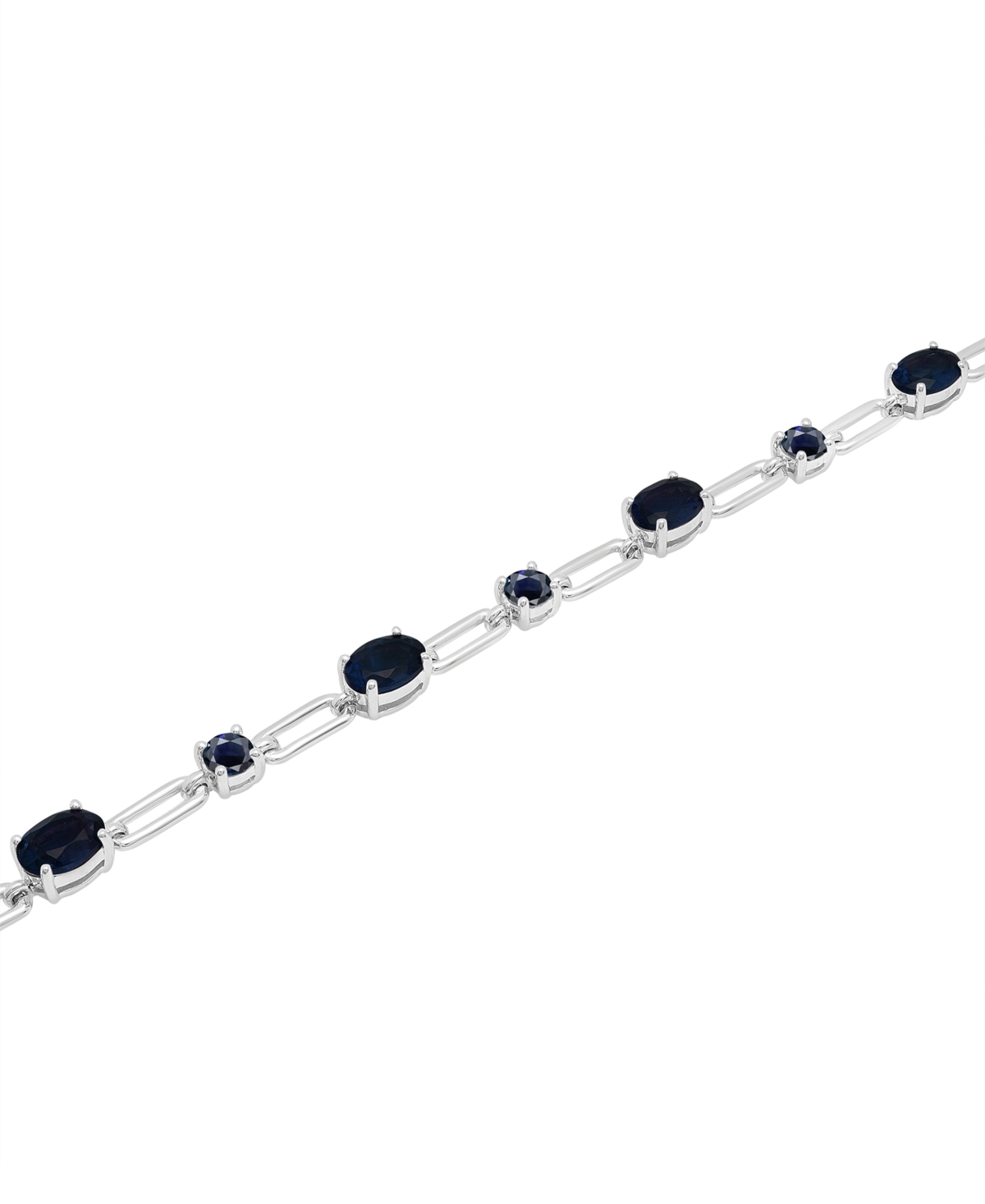 Macy's Black Sapphire Open Link Bracelet (8-1/10 Ct. T.w.) In Sterling Silver