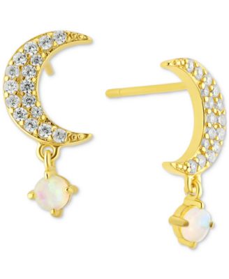 Giani Bernini - Simulated Opal (1/2 ct. t.w.) & Cubic Zirconia Crescent Drop Earrings in 18k Gold-Plated Sterling Silver