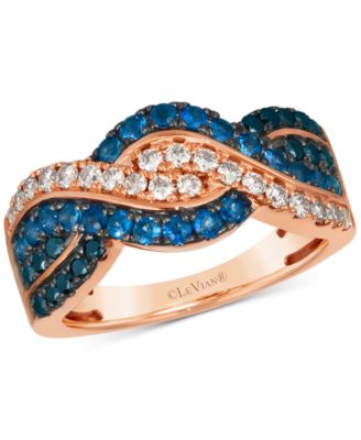 Le Vian - Blueberry Sapphire (1/2 ct. t.w.) & Diamond (5/8 ct. t.w.) Crossover Ring in 14k Rose Gold