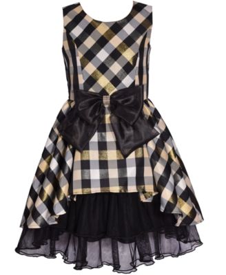 Bonnie Jean Little Girls Sleeveless Princess Seam Taffeta Plaid Dress -  Macy's