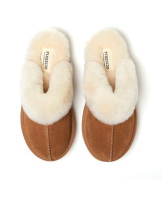 Fireside by Dear foams Women's Melton Genuine Shearling Platform Scuff Slipper