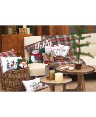 Winter Owl Wearing Ear Muff and Scarf Christmas Accent Pillow, 12" x 12"