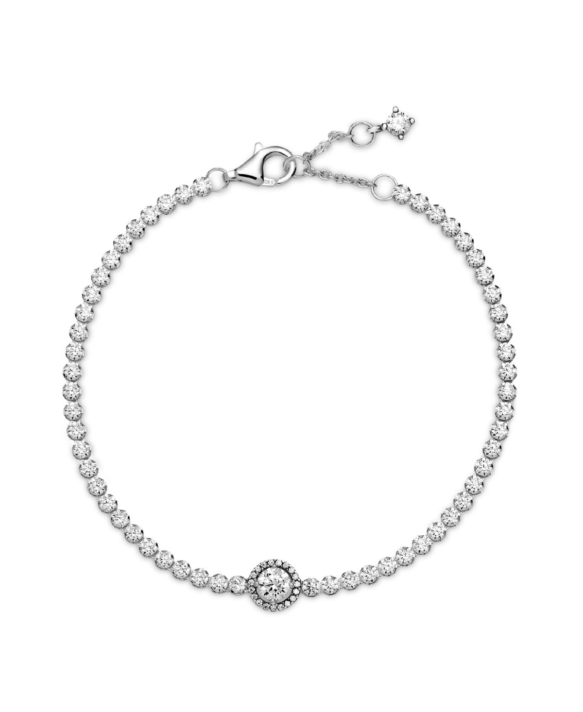 Pandora Cubic Zirconia Sparkling Halo Tennis Bracelet In Silver