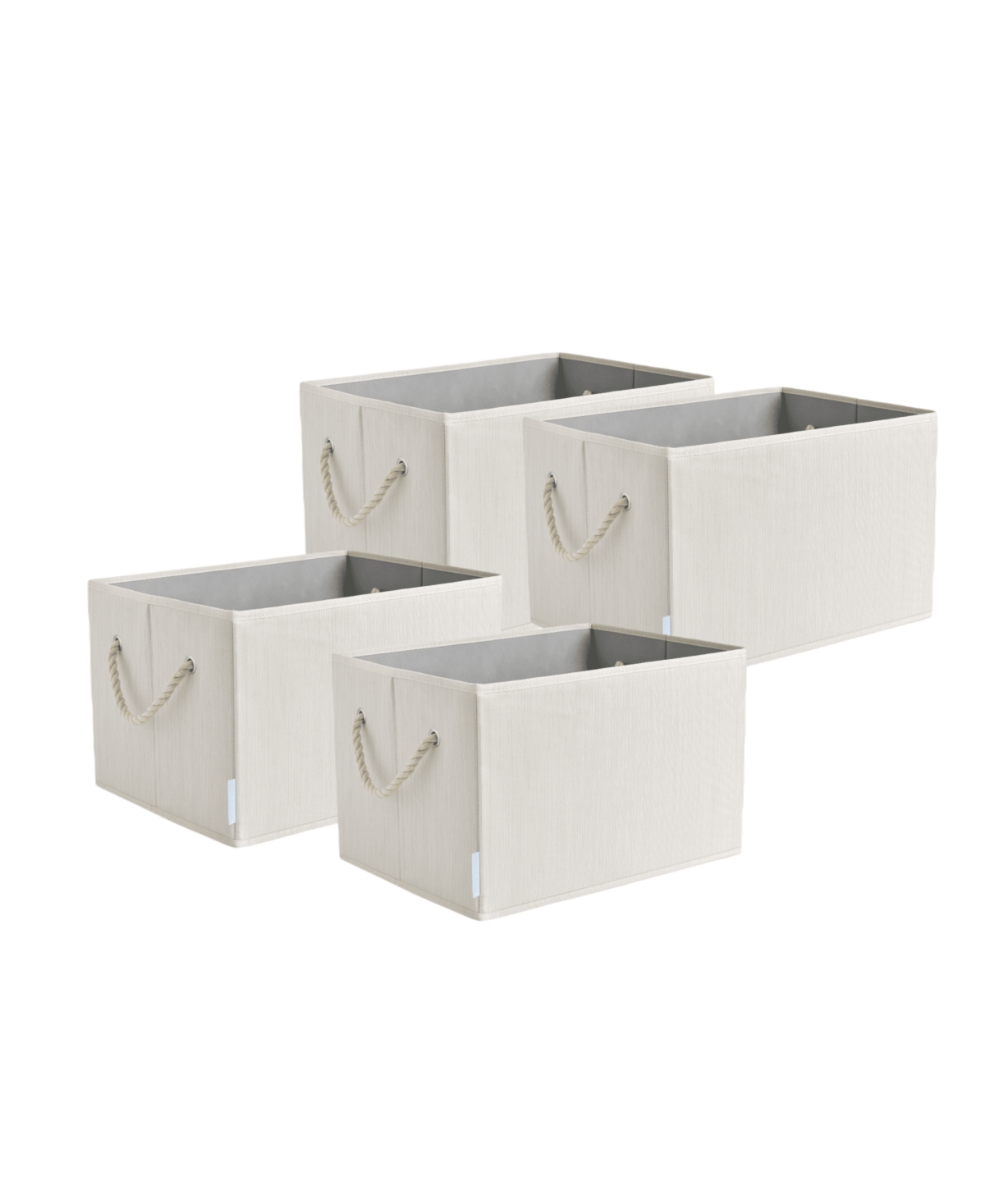 Wethinkstorage 34 Litre Collapsible Fabric Storage Bins With Cotton Rope Handles, Set Of 4 In Ivory