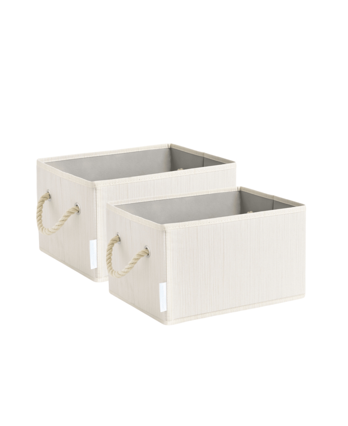 Wethinkstorage 11 Litre Collapsible Fabric Storage Bins With Cotton Rope Handles, Set Of 2 In Ivory