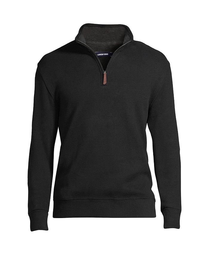 Lands' End Men's Big & Tall Bedford Rib Quarter Zip Sweater Macy's