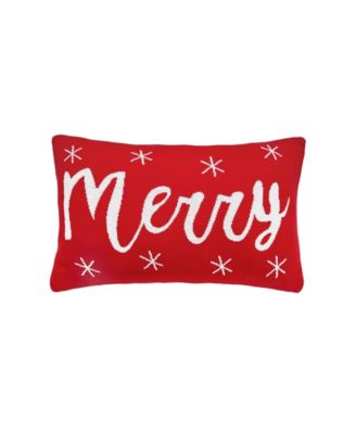 Merry Knitted Christmas Throw Pillow, 14" x 22"