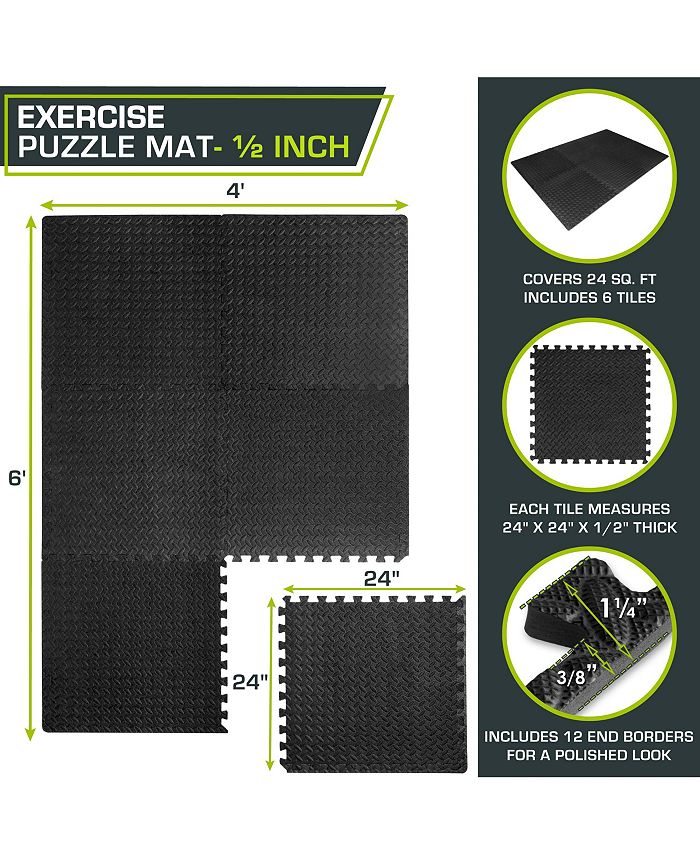 ProsourceFit Exercise Puzzle Mat 1/2in, 24 Sq Ft 6 Tiles Macy's