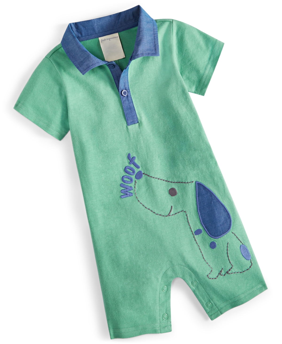 First Impressions Baby Boys Woof Woof Cotton Sunsuit, Created For Macy's In Palm Green