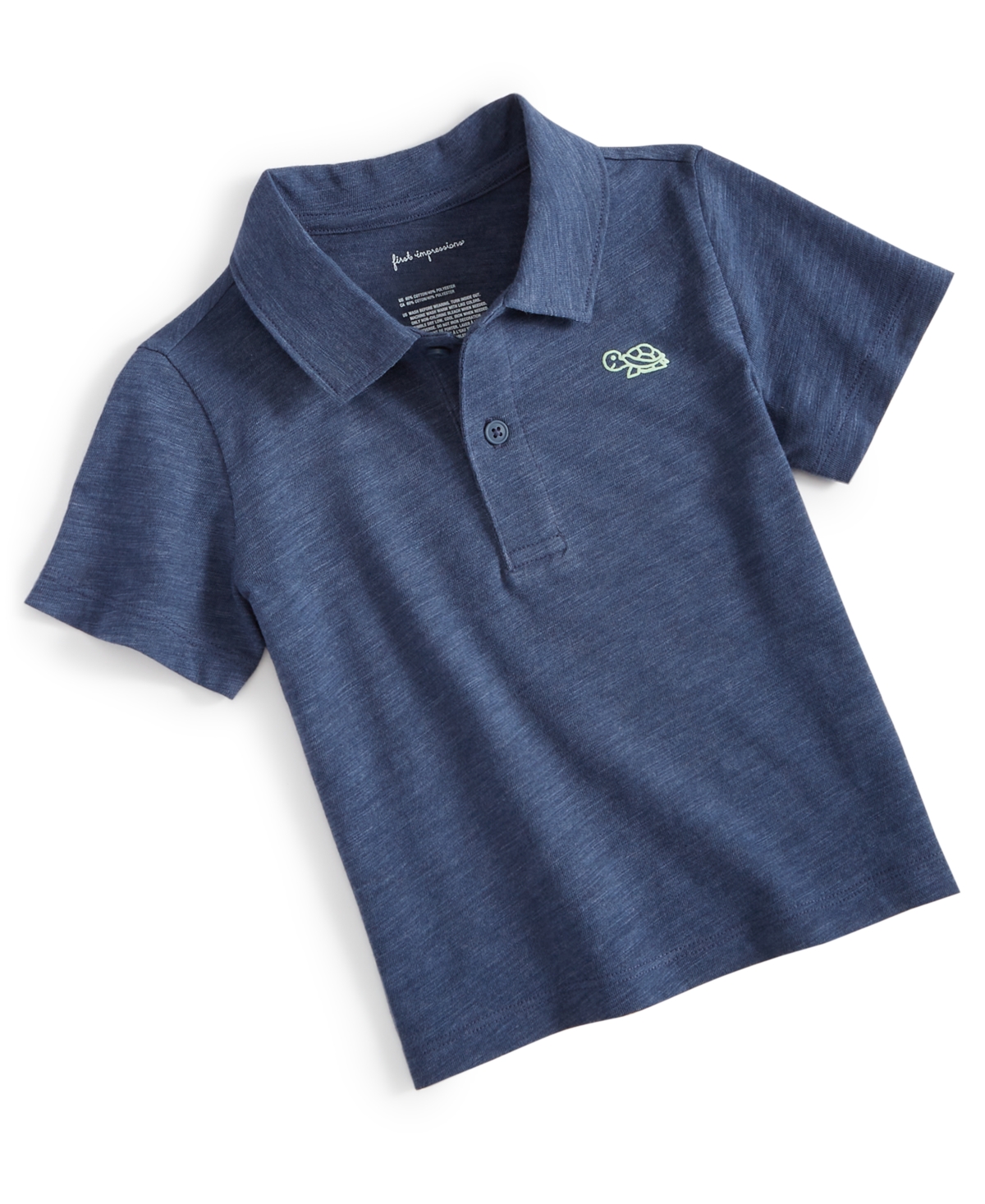 First Impressions Baby Boys Turtle Polo Shirt, Created For Macy's In Indigo Dye Hthr