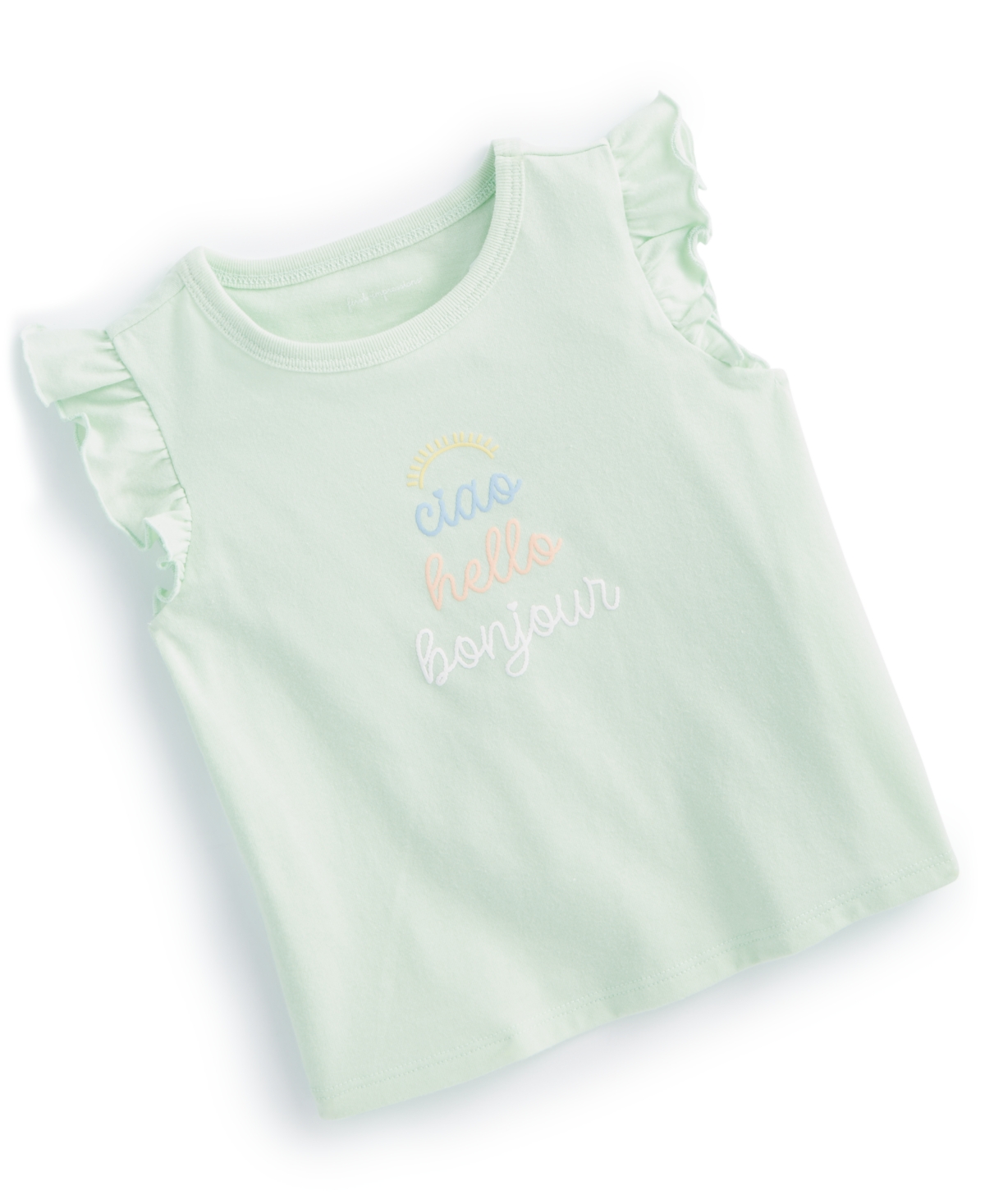 First Impressions Baby Girls Hello Flutter-sleeve Graphic T-shirt, Created For Macy's In Mint Based