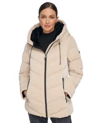 DKNY Pillow-Collar Drawstring Puffer Coat - Macy's