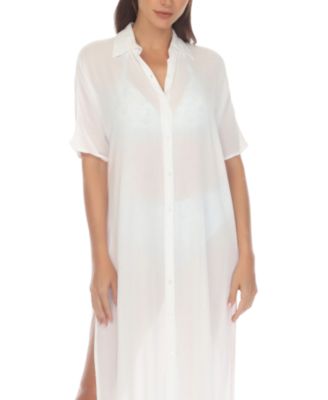 Women's Button-Down Maxi Dress Cover-Up 