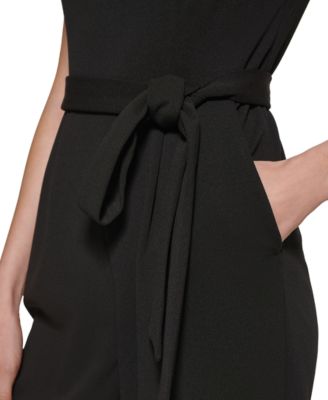 Petite Puff-Sleeve Belted Jumpsuit