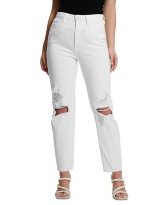 GUESS - Women's Destroyed High-Rise Mom Jeans