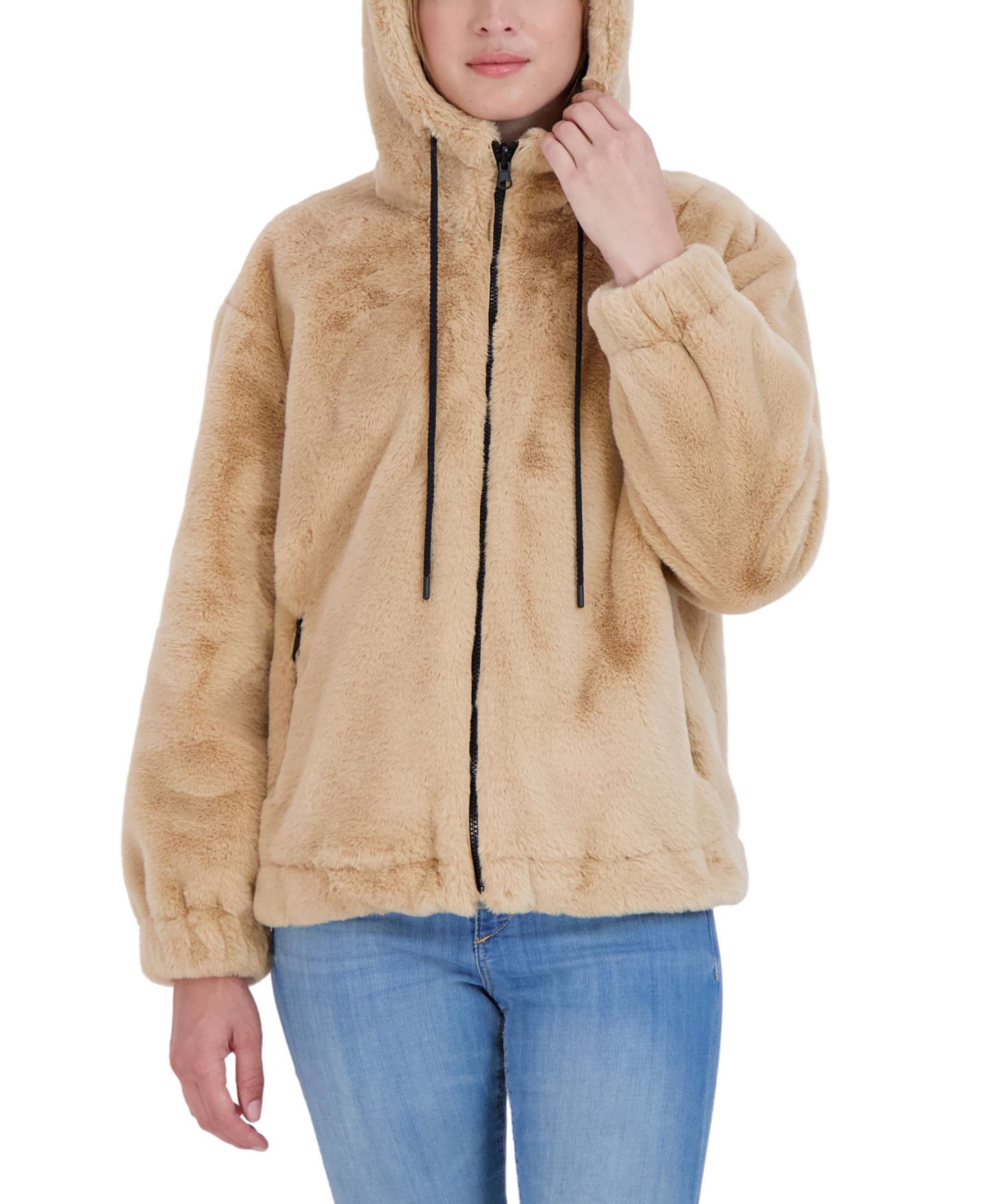 Женская куртка Sebby Juniors' Reversible Faux Fur Hooded Bomber, цвет: Рыжевато-коричневый — фото 3
