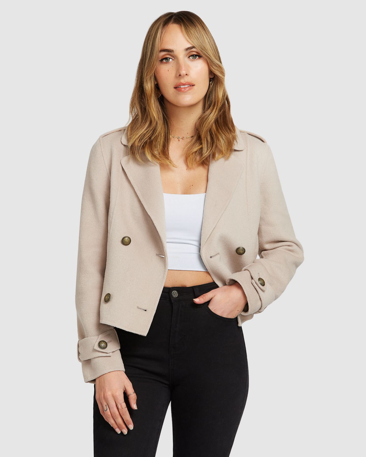 Женская куртка Belle & Bloom Better Off Military Peacoat, цвет: Состаренный золотой — фото 5