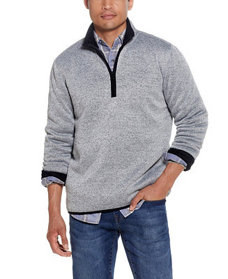 Weatherproof Vintage Men's Fleece Quarter Zip Sweater with Sherpa - Macy's