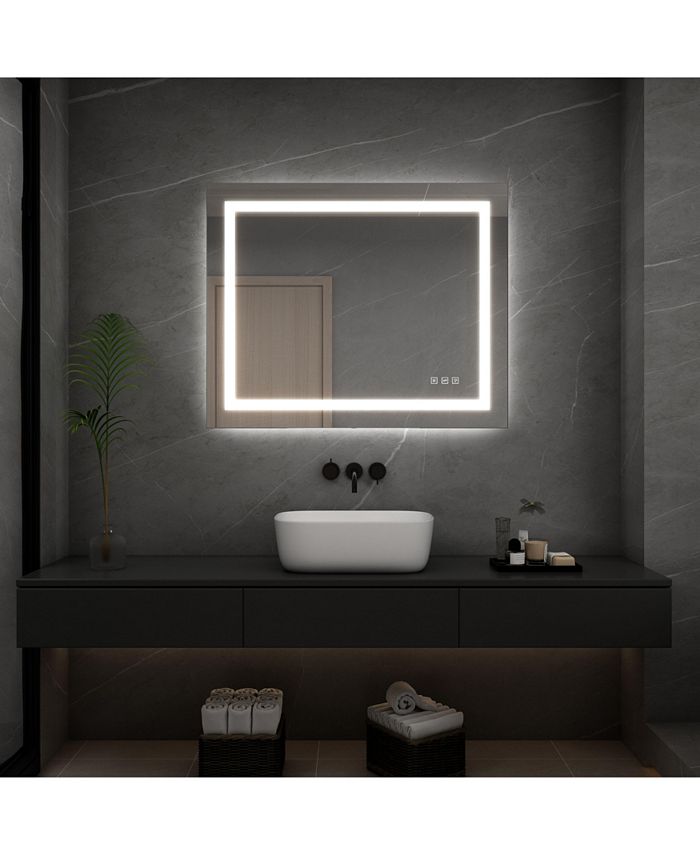 TOOLKISS Frameless Rectangular Wall Vanity Mirror with Front Light Macy's