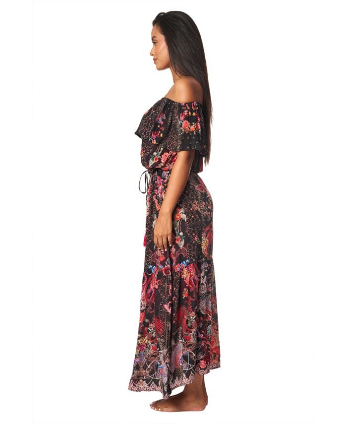 La Moda Clothing Women's Off Shoulder Cinched Waist Maxi Dress Macy's