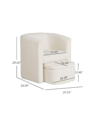 Sherpa Barrel Chair with Storage Ottoman Set