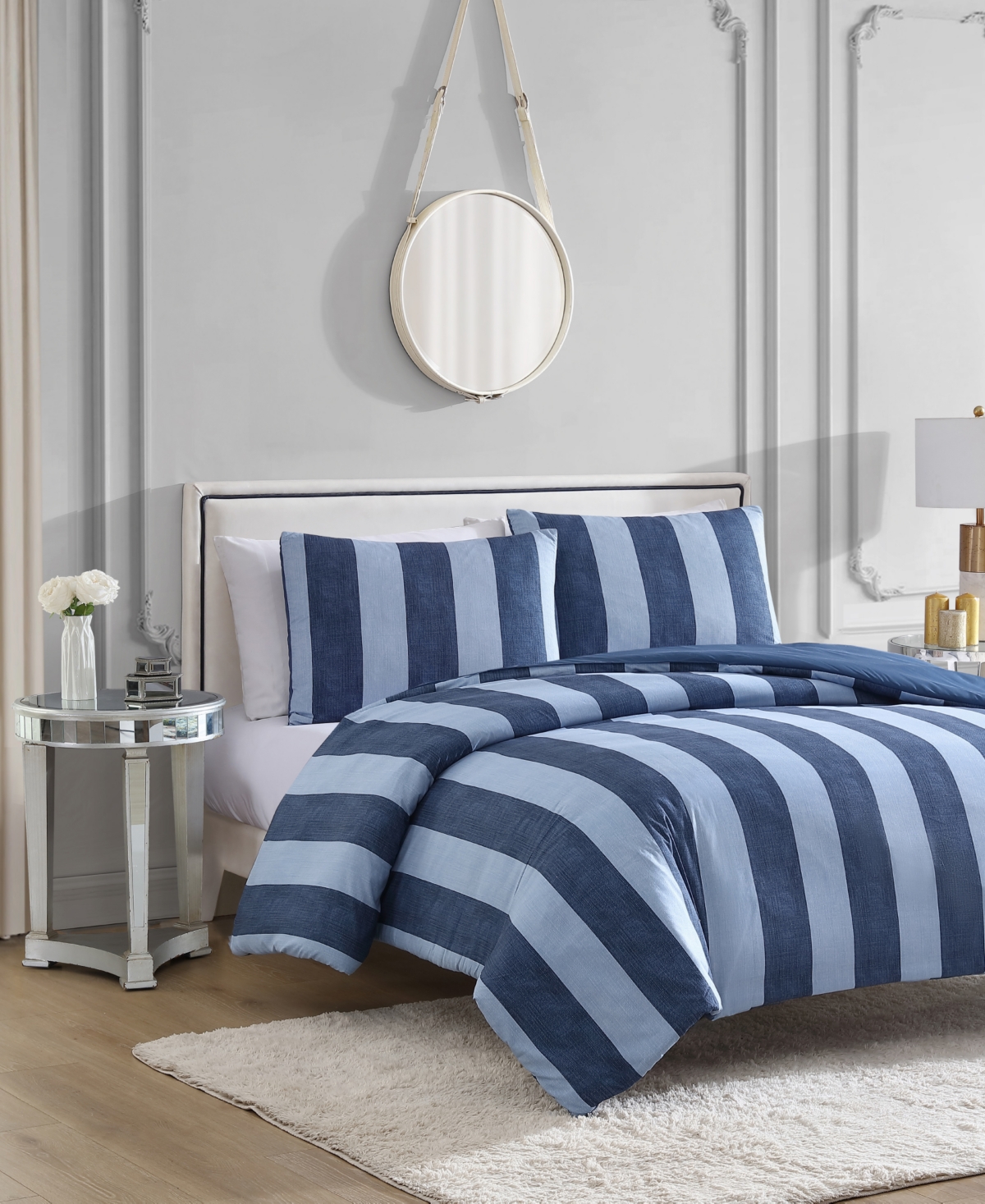 Juicy Couture Denim Stripe 3-pc. Reversible Comforter Set, Full/queen In Blue Stripe