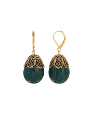 2028 Acrylic Oval Filigree Drop Earrings - Green 24$