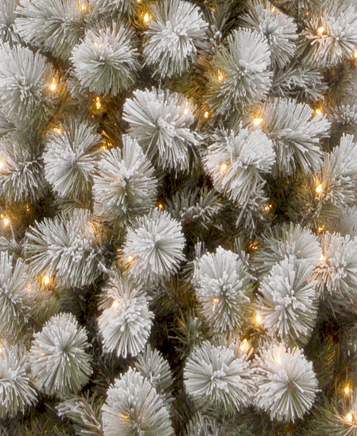 National Tree 7.5' Snowy Bristle Pine Slim Hinged Tree with 350 Clear Lights
