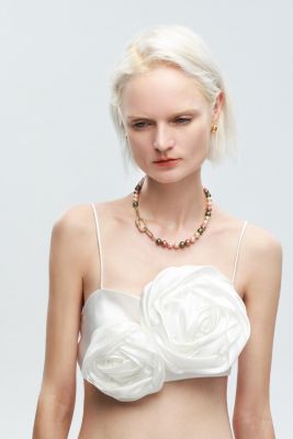 Shell Pearl Necklace with Gem-Encrusted Carabiner Lock (Small)