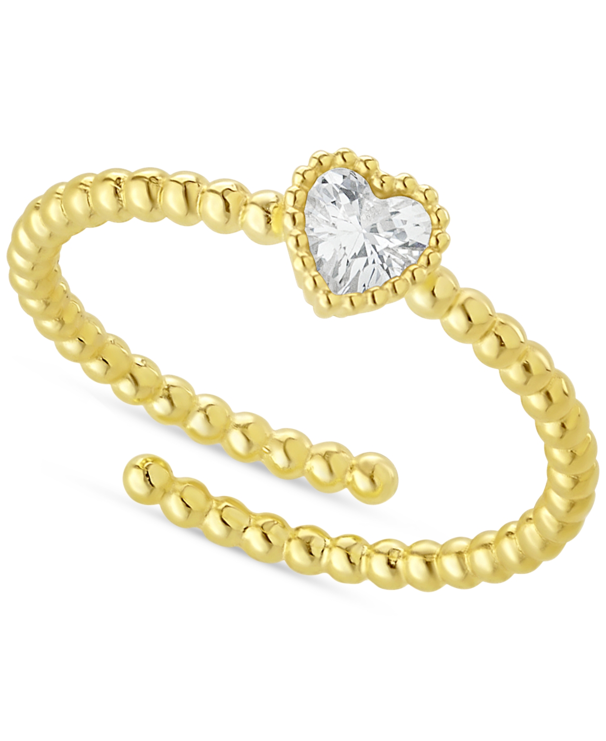 Giani Bernini Cubic Zirconia Heart Bead Wrap Ring In 18k Gold-plated Sterling Silver, Created For Macy's In White