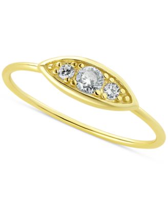 Puffed Hoop Earrings with Sparkling Line of Cubic Zirconia Stones 14k Gold-plated Sterling Silver