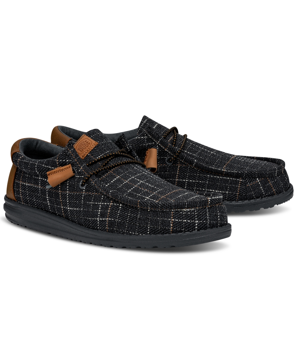 Men's Wally Plaid Canvas Casual Moccasin Sneakers from Finish Line - Navy