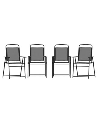 Munroe Set Of 4 Textilene Folding Sling Style Patio Chairs With Armrests