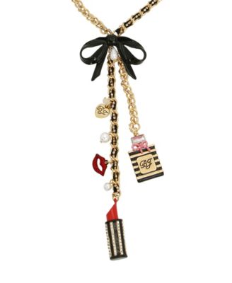 Betsey Johnson Faux Stone Going All Out Charm Y Necklace - Macy's