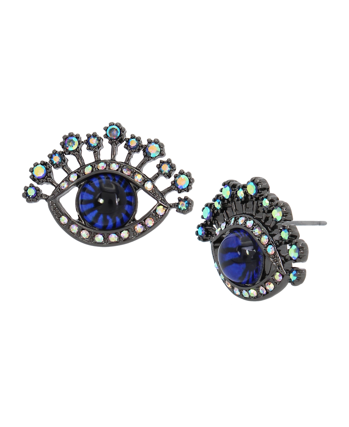 Faux Stone Evil Eye Stud Earrings - Blue, Hematite